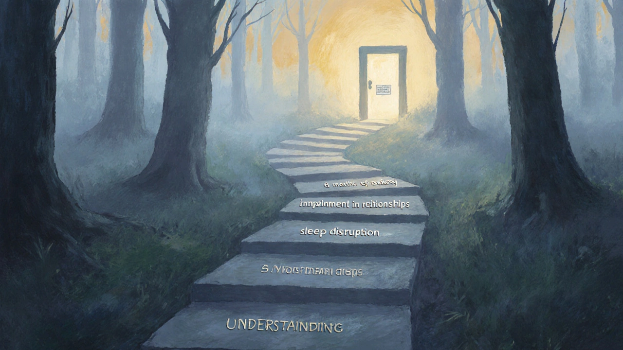 Символический путь через лес, отражающий этапы постановки диагноза, ведущий к свету понимания.