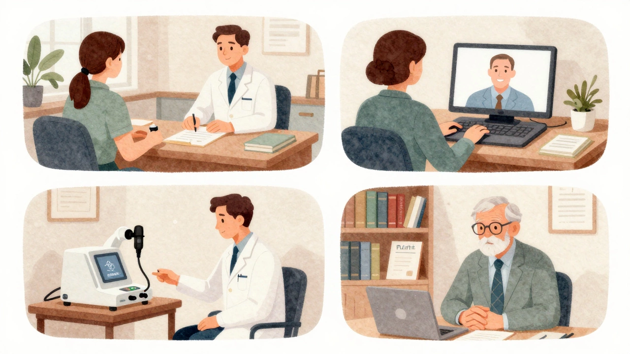 Четыре сцены: студент-психолог, онлайн-консультация, специалист по травмам и опытный терапевт.