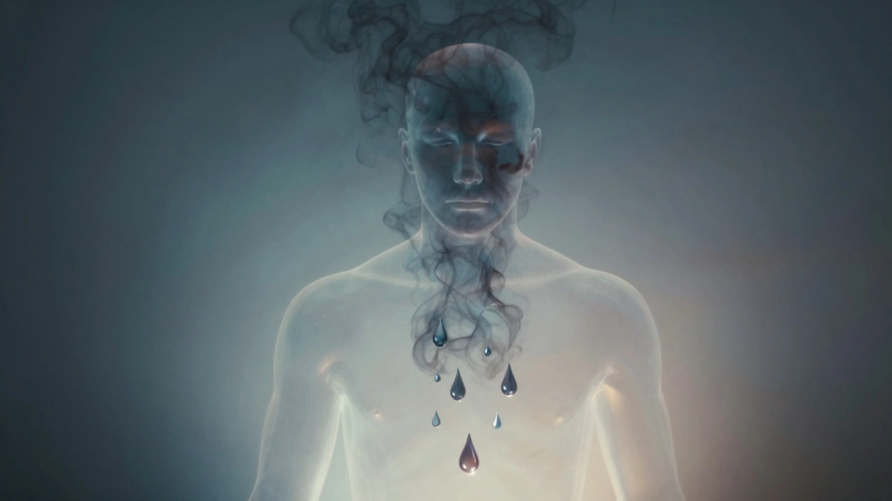 Прозрачная фигура, из которой вырываются слезы, превращающиеся в свет.