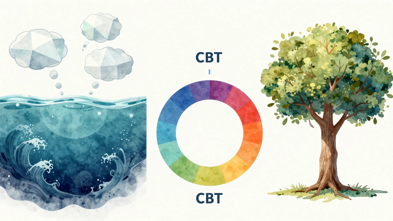 Четыре подхода к психотерапии представлены разными визуальными метафорами