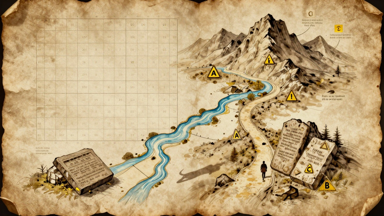 Старинная карта разума с перекрывающимися моделями личности: MBTI, Big Five, архетипы Юнга и типы стресса.