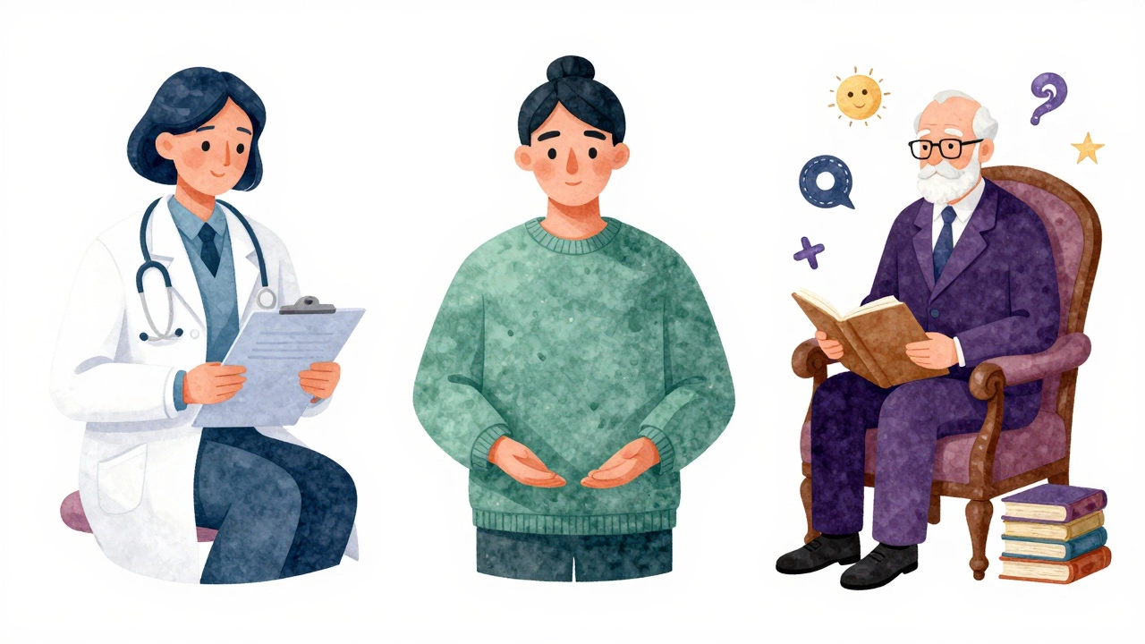 Три специалиста: клинический психолог, психотерапевт и психоаналитик, каждый в своем стиле и окружении.